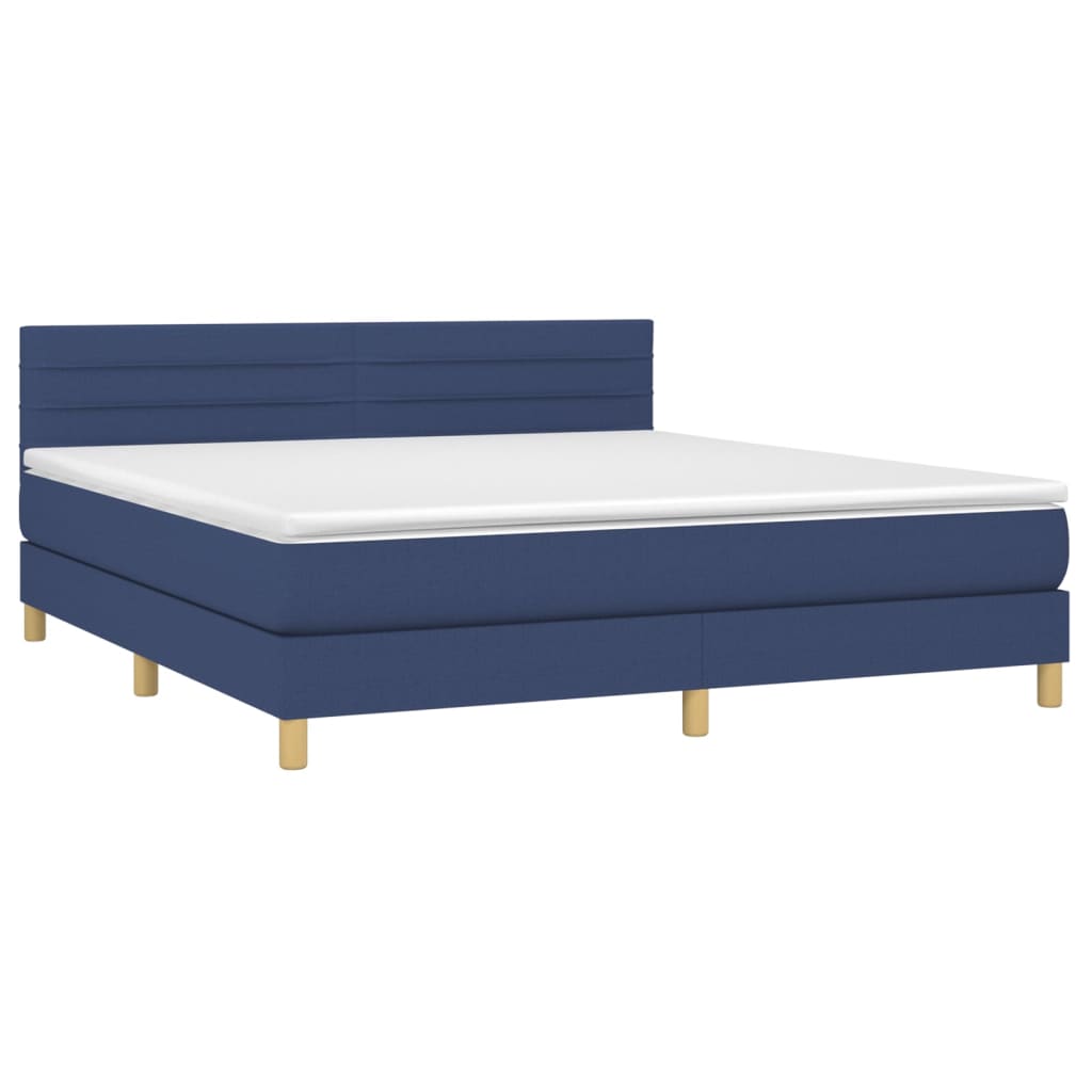 Boxspring met matras stof blauw 180x200 cm – afbeelding 3