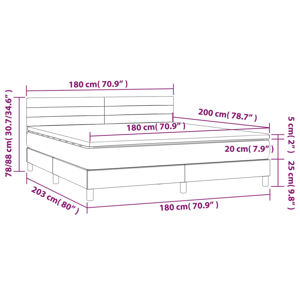 Boxspring met matras stof blauw 180x200 cm – afbeelding 7