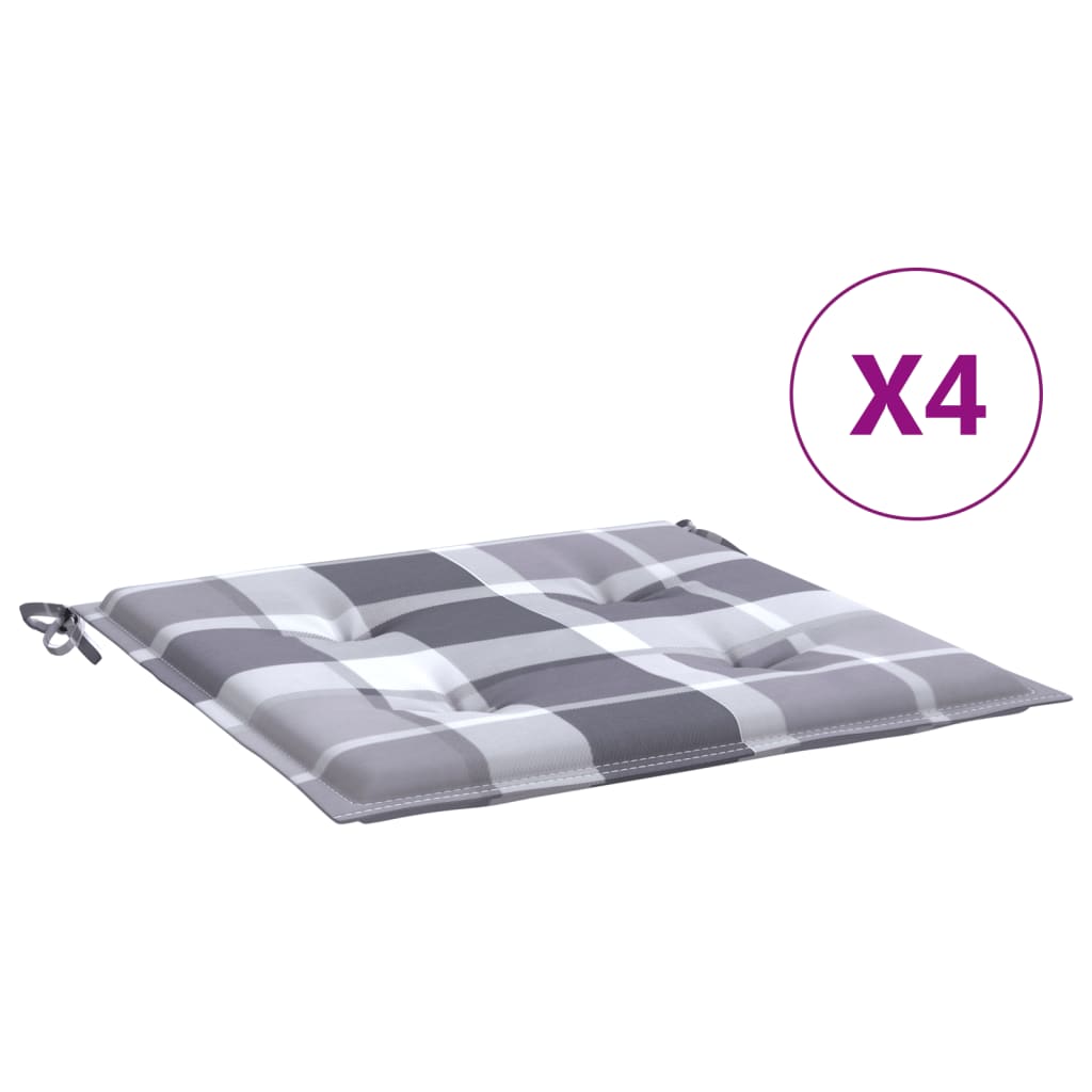 Tuinstoelkussens 4 st 50x50x4 cm oxford stof ruitpatroon grijs – afbeelding 2