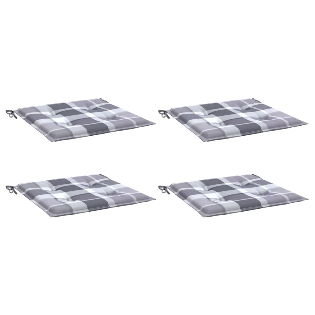 Tuinstoelkussens 4 st 50x50x4 cm oxford stof ruitpatroon grijs – afbeelding 3