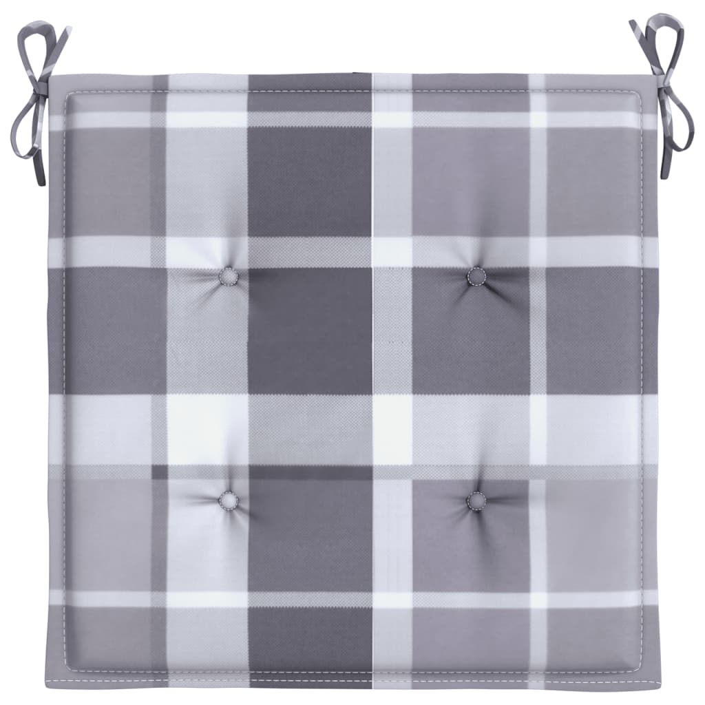 Tuinstoelkussens 4 st 50x50x4 cm oxford stof ruitpatroon grijs – afbeelding 4