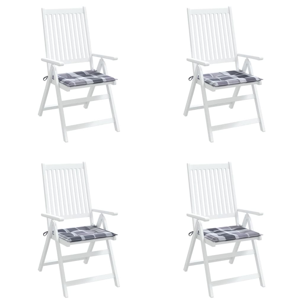 Tuinstoelkussens 4 st 50x50x4 cm oxford stof ruitpatroon grijs – afbeelding 8