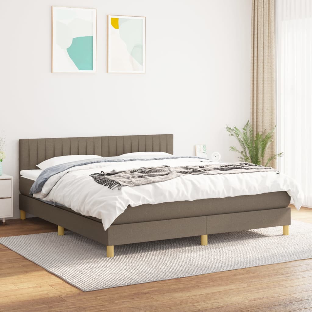 Boxspring met matras stof taupe 160x200 cm – afbeelding 1