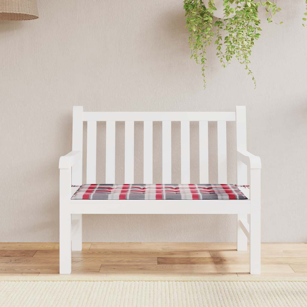 Tuinbankkussen 120x50x3 cm oxford stof ruitpatroon rood