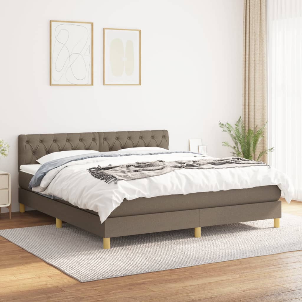 Boxspring met matras stof taupe 160x200 cm – afbeelding 1