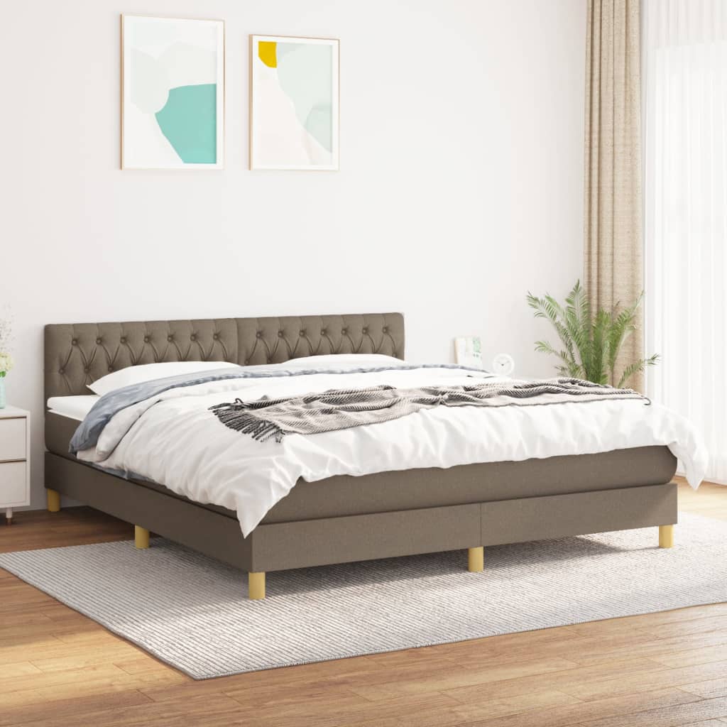 Boxspring met matras stof taupe 180x200 cm – afbeelding 1