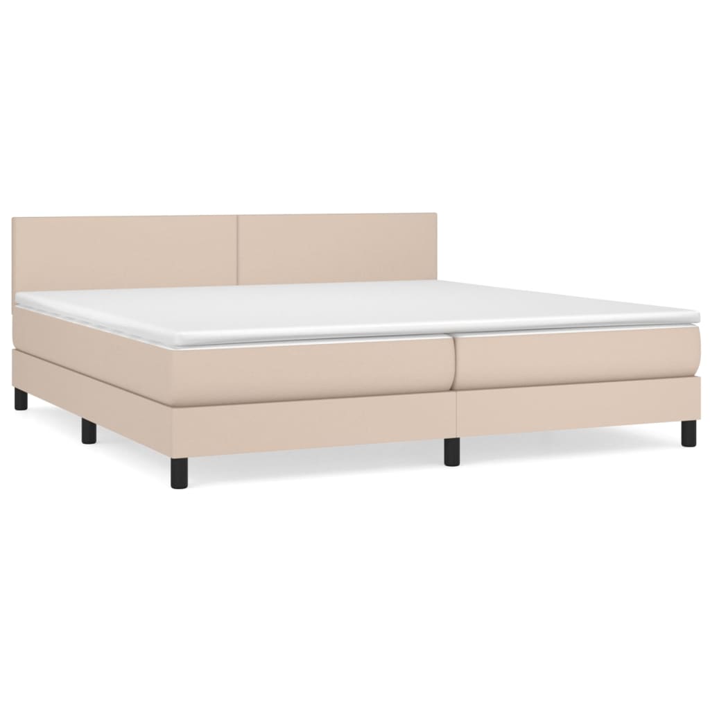 Boxspring met matras kunstleer cappuccinokleurig 200x200 cm – afbeelding 2