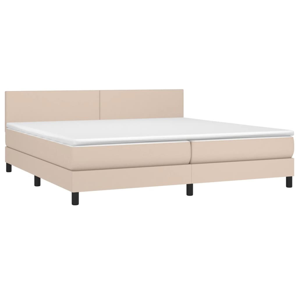 Boxspring met matras kunstleer cappuccinokleurig 200x200 cm – afbeelding 3
