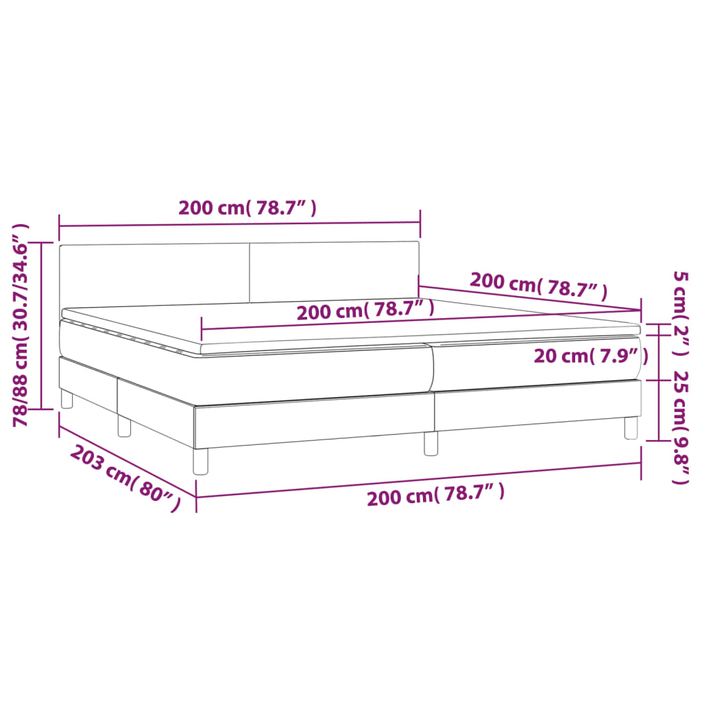 Boxspring met matras kunstleer cappuccinokleurig 200x200 cm – afbeelding 7