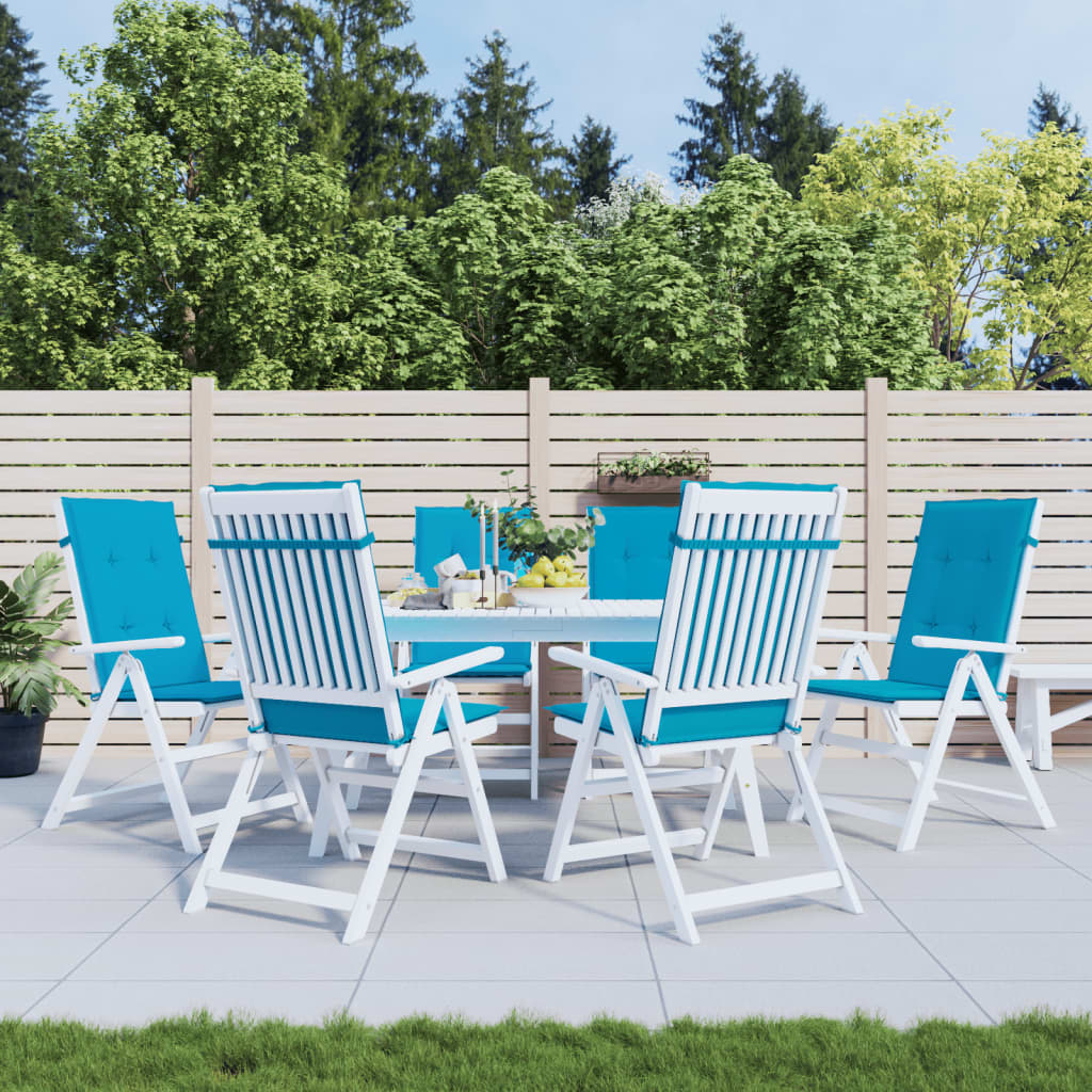 Tuinstoelkussens 6 st hoge rug 120x50x3 cm stof blauw