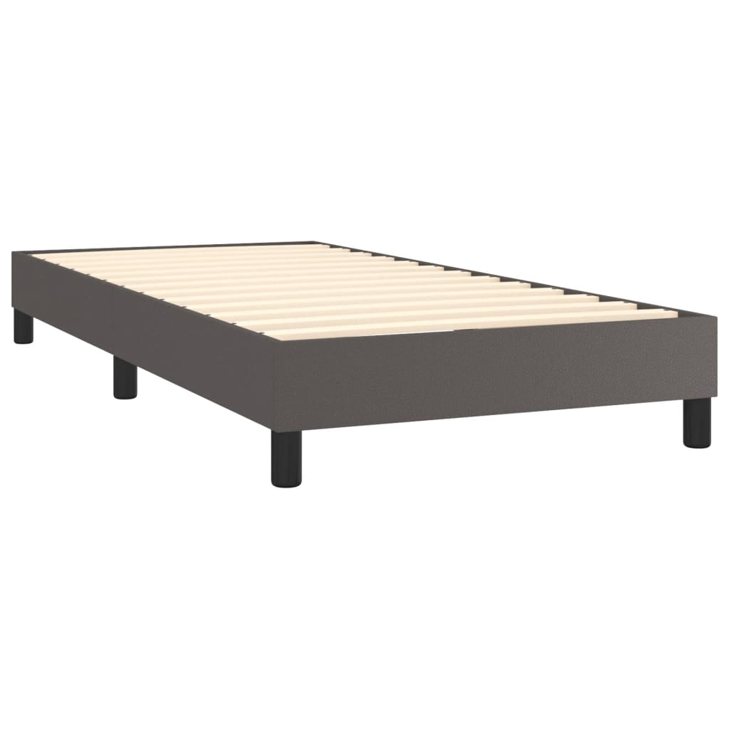 Boxspring met matras kunstleer grijs 80x200 cm – afbeelding 4