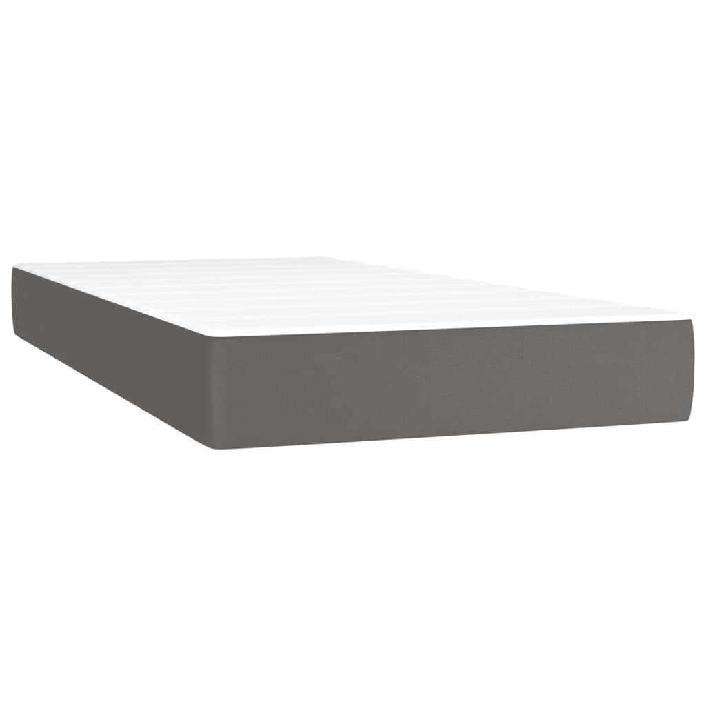 Boxspring met matras kunstleer grijs 80x200 cm – afbeelding 5