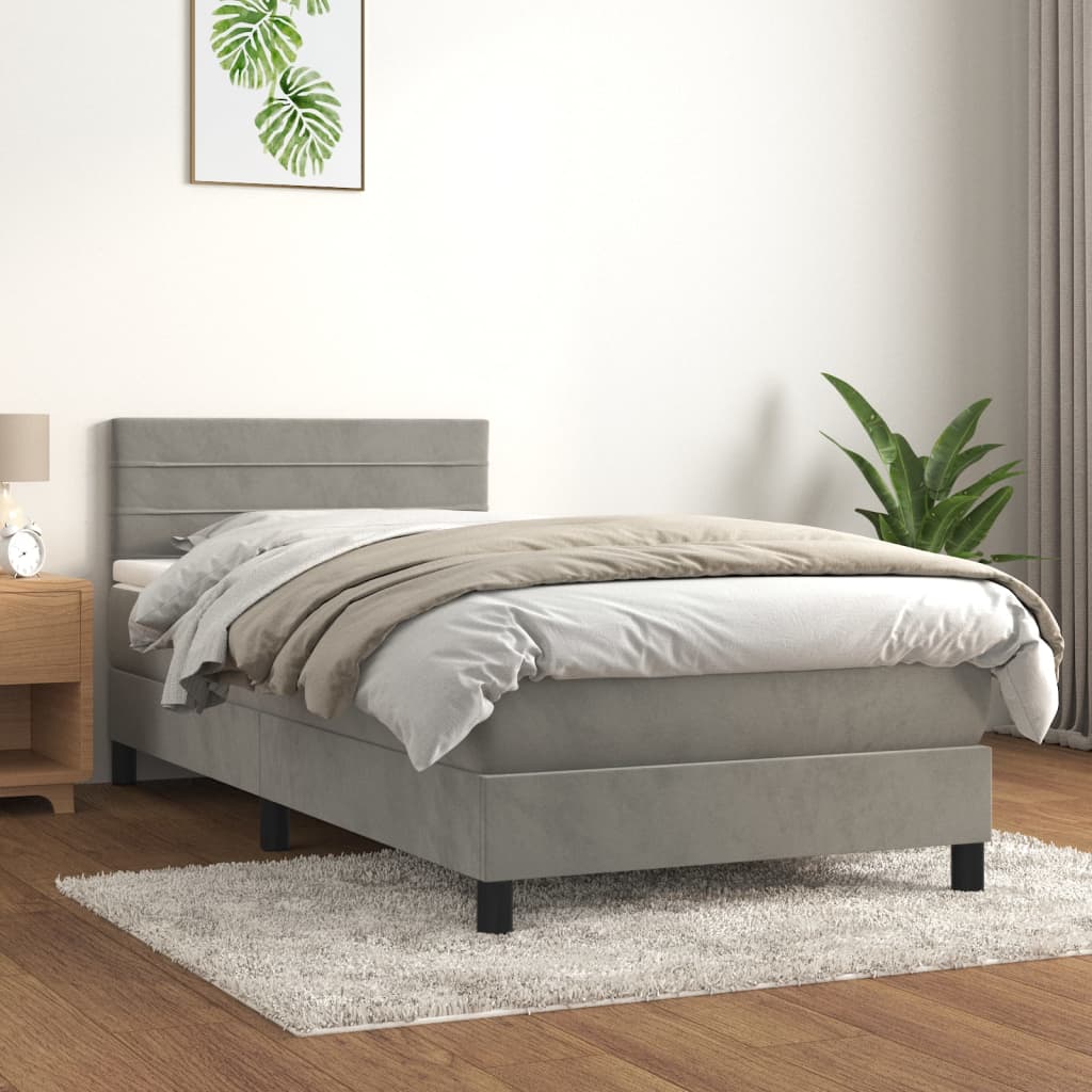 Boxspring met matras fluweel lichtgrijs 80x200 cm