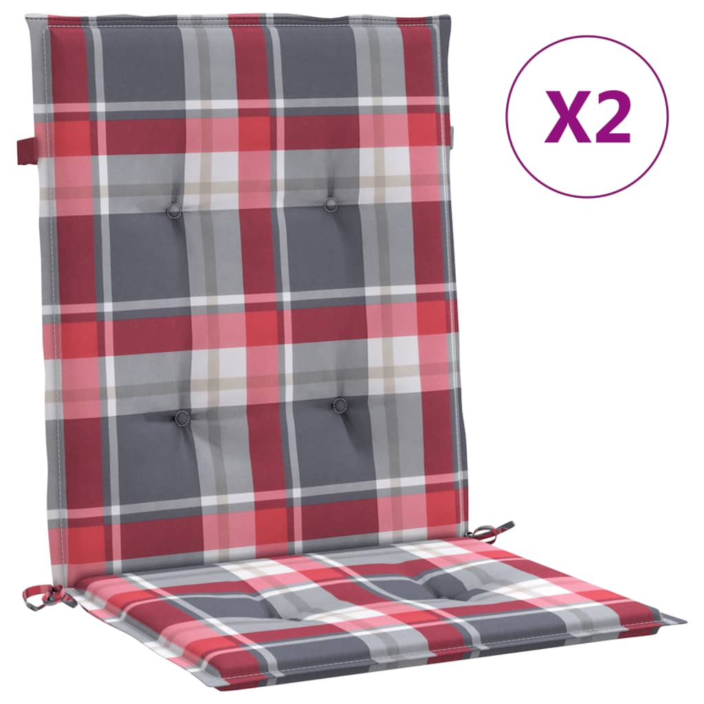 Tuinstoelkussens 2 st 100x50x3 cm oxford stof ruitpatroon rood – afbeelding 2