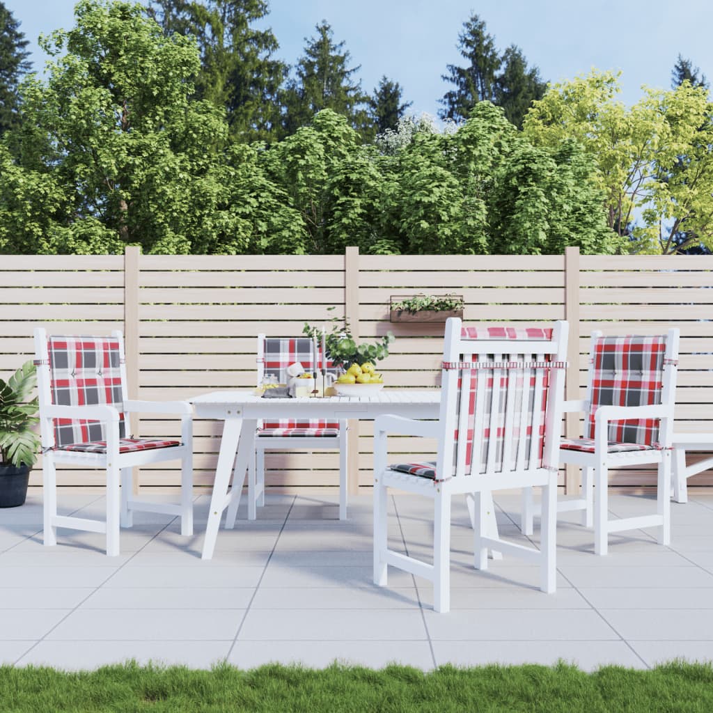 Tuinstoelkussens 4 st 100x50x3 cm oxford stof ruitpatroon rood – afbeelding 1