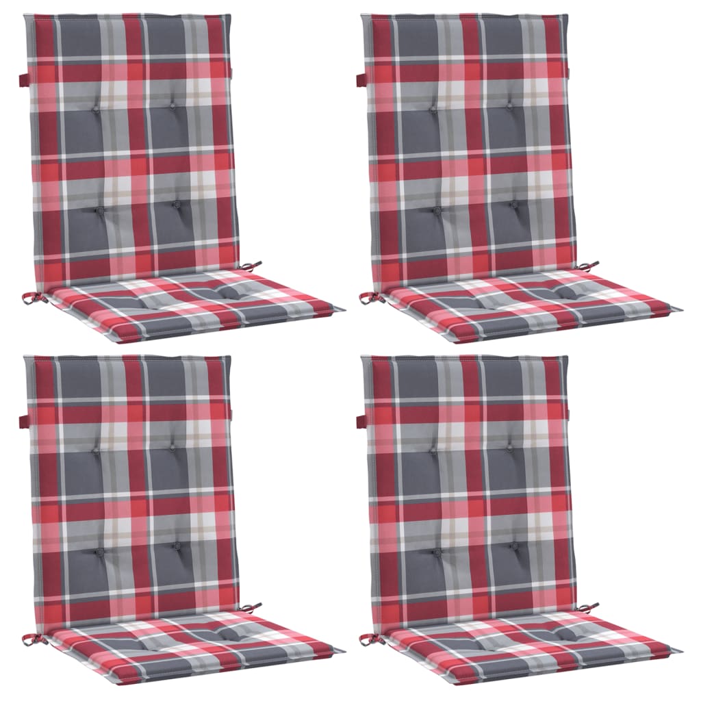 Tuinstoelkussens 4 st 100x50x3 cm oxford stof ruitpatroon rood – afbeelding 3
