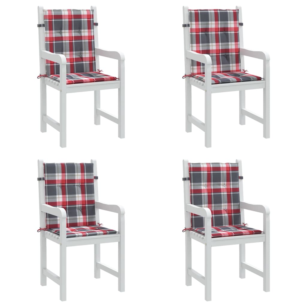 Tuinstoelkussens 4 st 100x50x3 cm oxford stof ruitpatroon rood – afbeelding 8