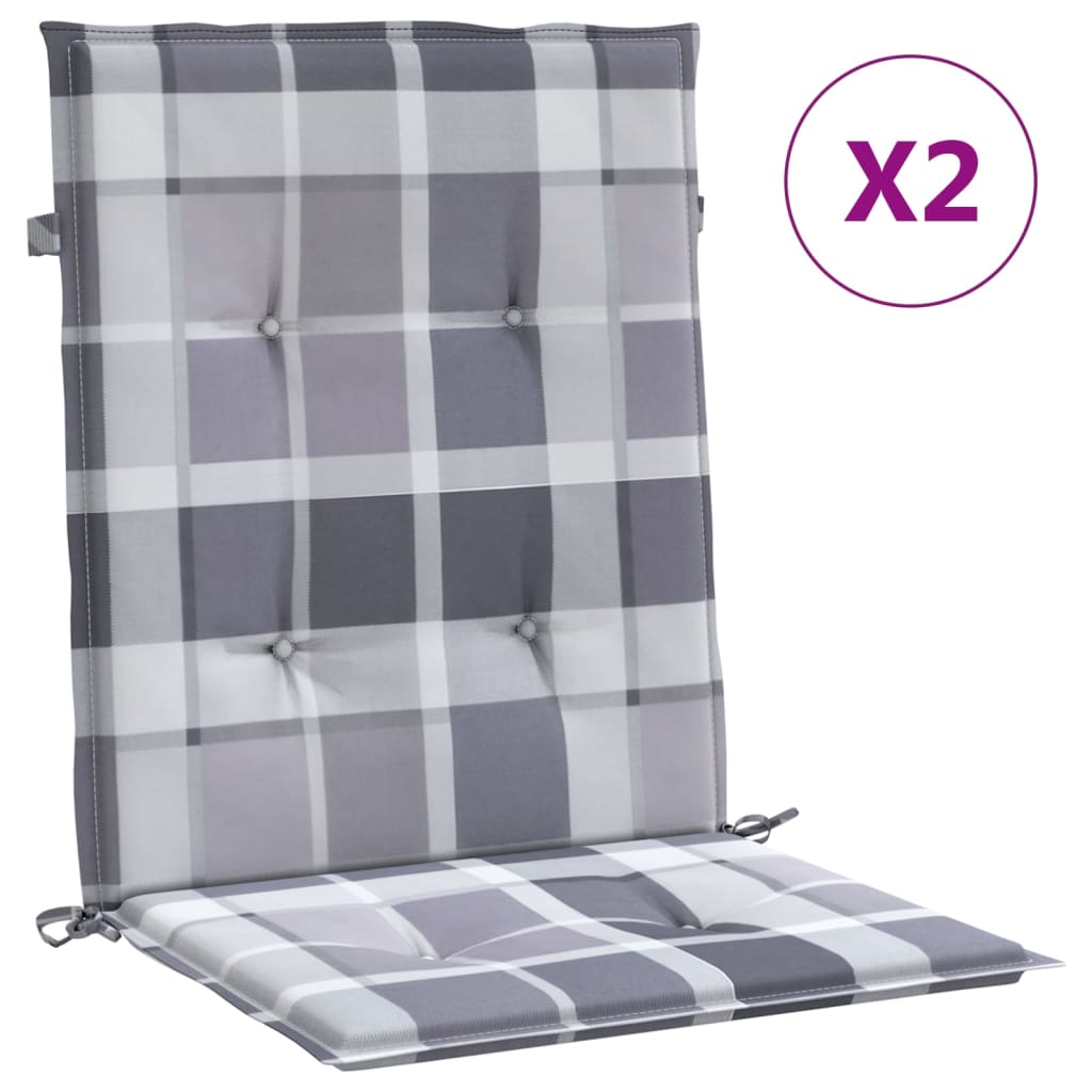 Tuinstoelkussens 2 st 100x50x3 cm oxford stof ruitpatroon grijs – afbeelding 2