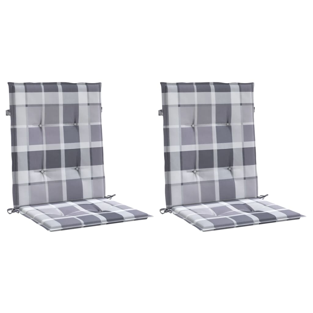 Tuinstoelkussens 2 st 100x50x3 cm oxford stof ruitpatroon grijs – afbeelding 3