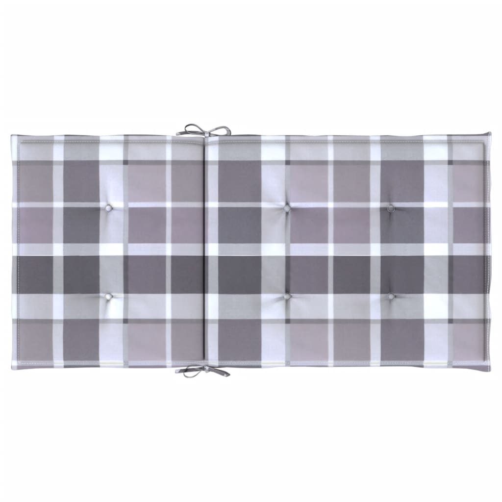 Tuinstoelkussens 2 st 100x50x3 cm oxford stof ruitpatroon grijs – afbeelding 6