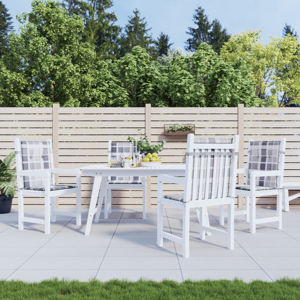 Tuinstoelkussens 4 st 100x50x3 cm oxford stof ruitpatroon grijs – afbeelding 1