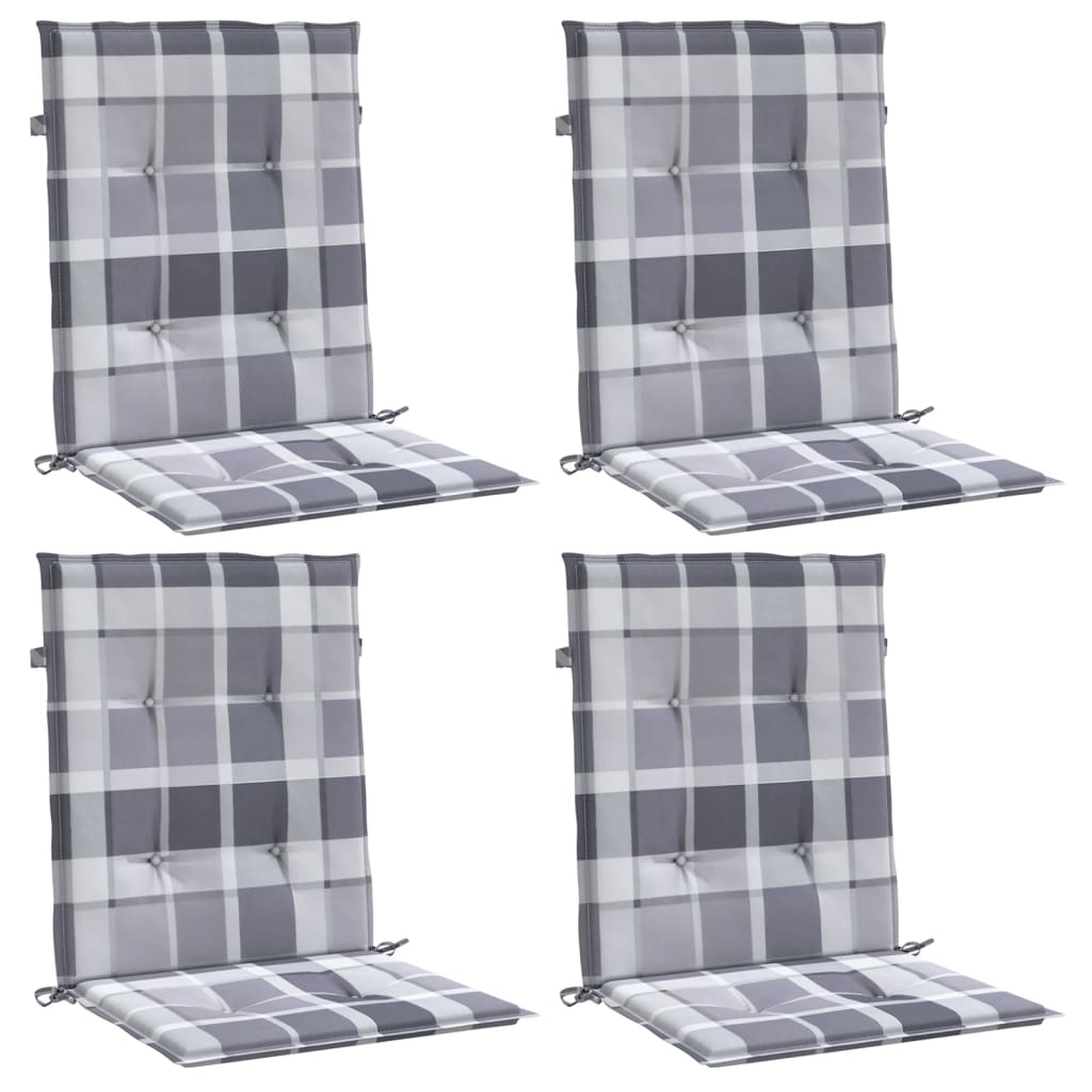 Tuinstoelkussens 4 st 100x50x3 cm oxford stof ruitpatroon grijs – afbeelding 3