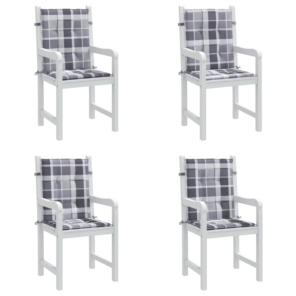 Tuinstoelkussens 4 st 100x50x3 cm oxford stof ruitpatroon grijs – afbeelding 8