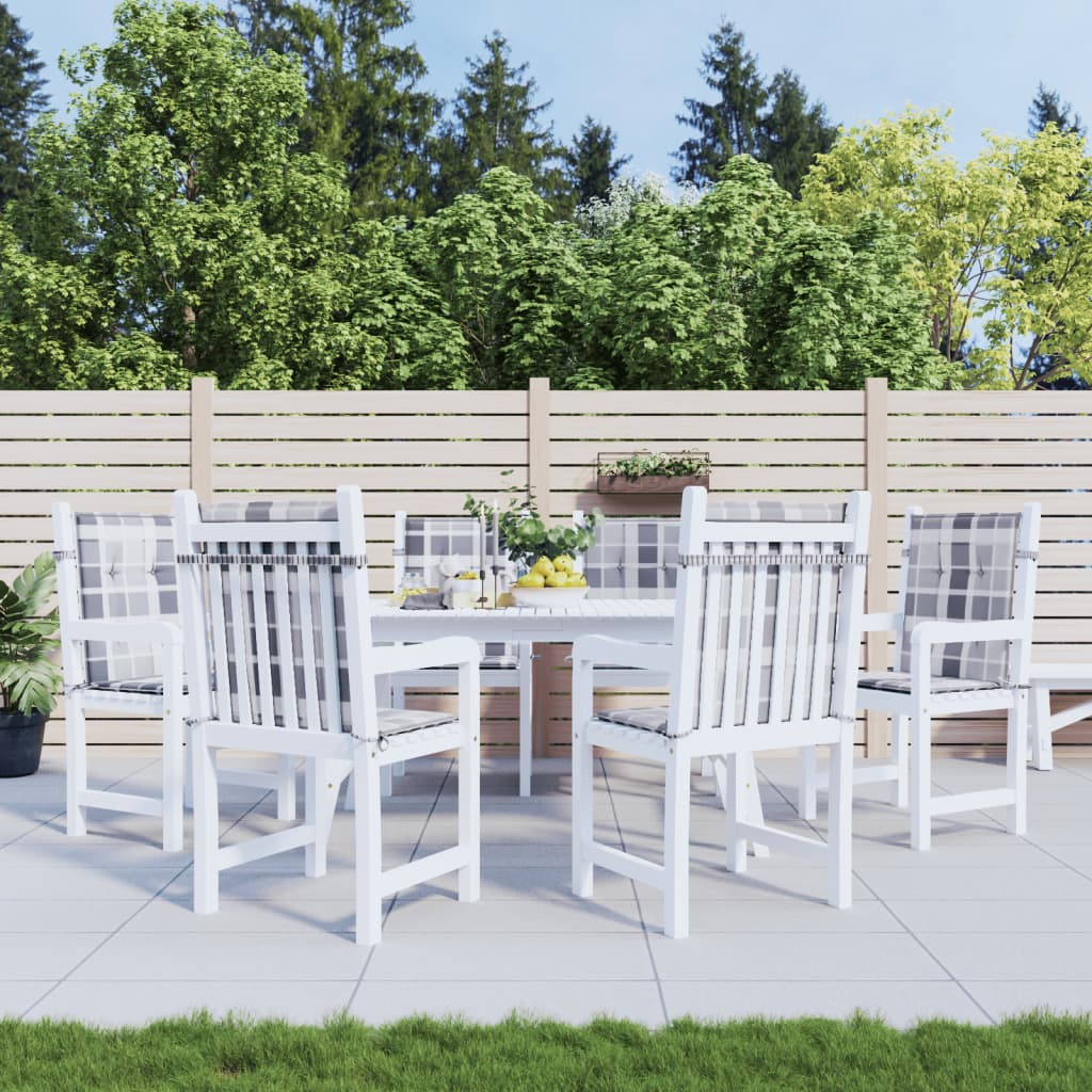 Tuinstoelkussens 6 st 100x50x3 cm oxford stof ruitpatroon grijs – afbeelding 1