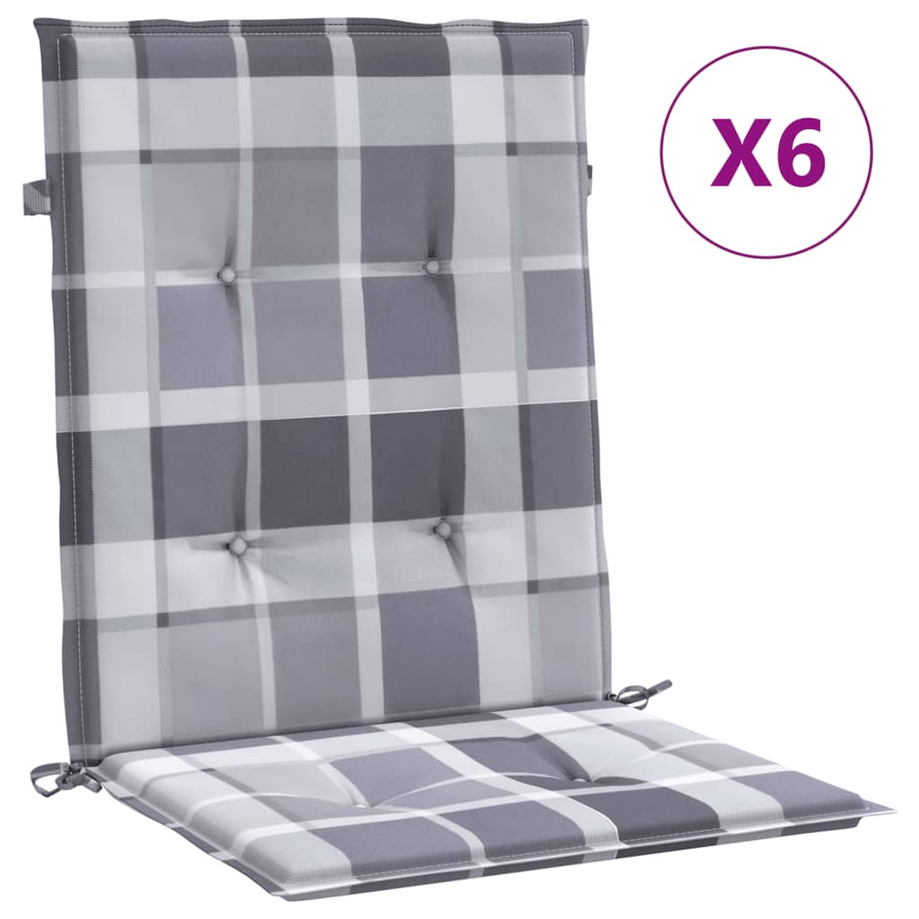 Tuinstoelkussens 6 st 100x50x3 cm oxford stof ruitpatroon grijs – afbeelding 2