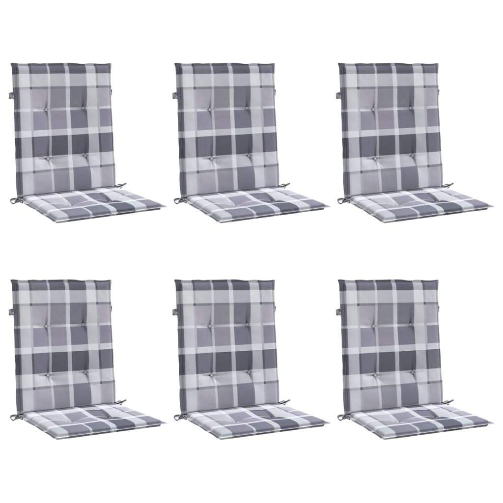 Tuinstoelkussens 6 st 100x50x3 cm oxford stof ruitpatroon grijs – afbeelding 3