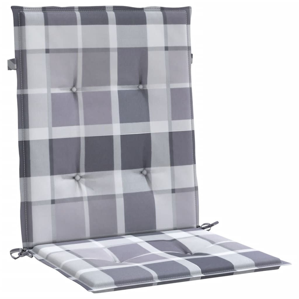Tuinstoelkussens 6 st 100x50x3 cm oxford stof ruitpatroon grijs – afbeelding 4