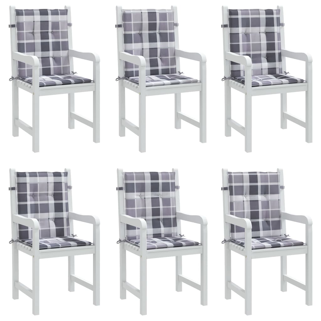 Tuinstoelkussens 6 st 100x50x3 cm oxford stof ruitpatroon grijs – afbeelding 8