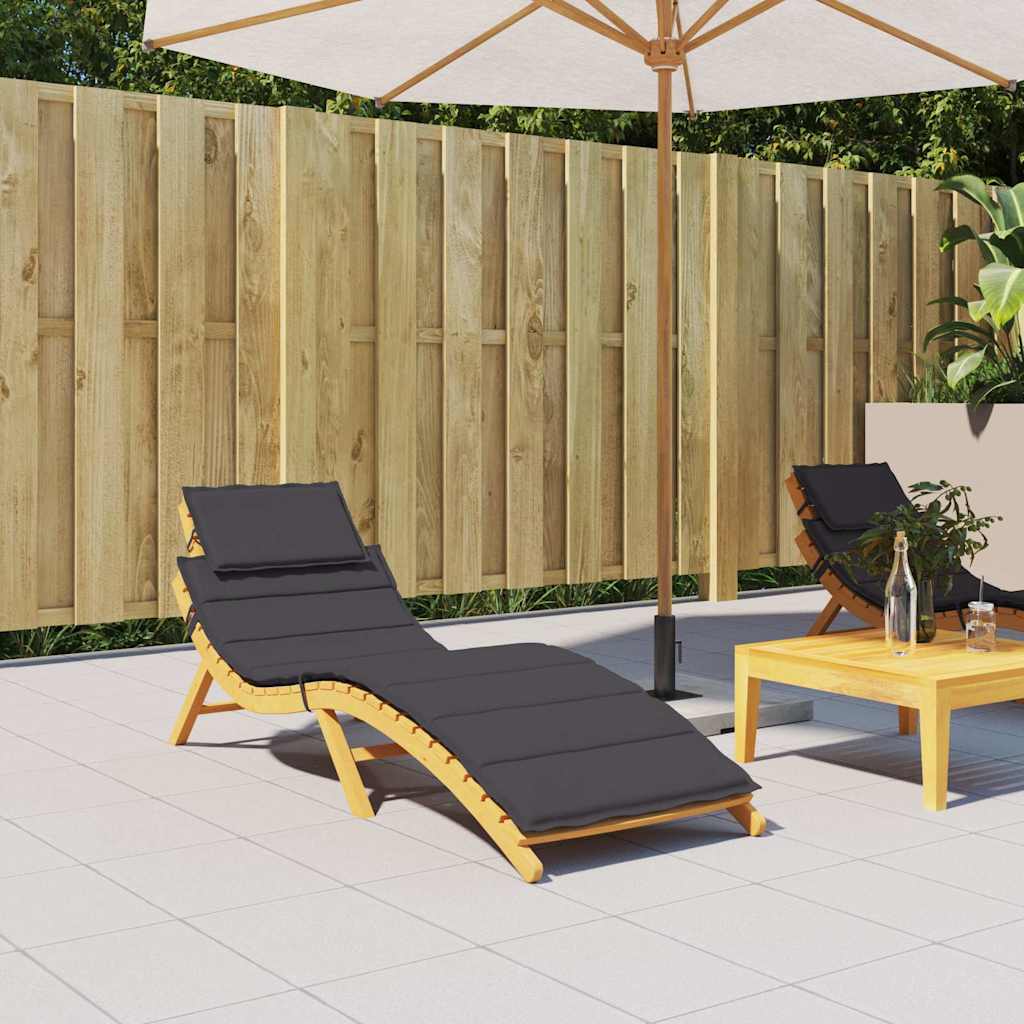 Ligbedkussen 186x58x4 cm oxford stof zwart
