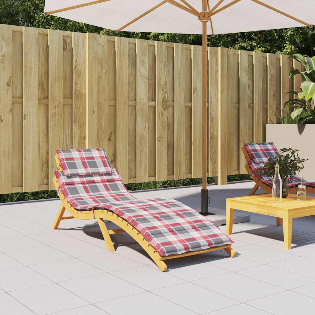Ligbedkussen 186x58x4 cm oxford stof ruitpatroon rood