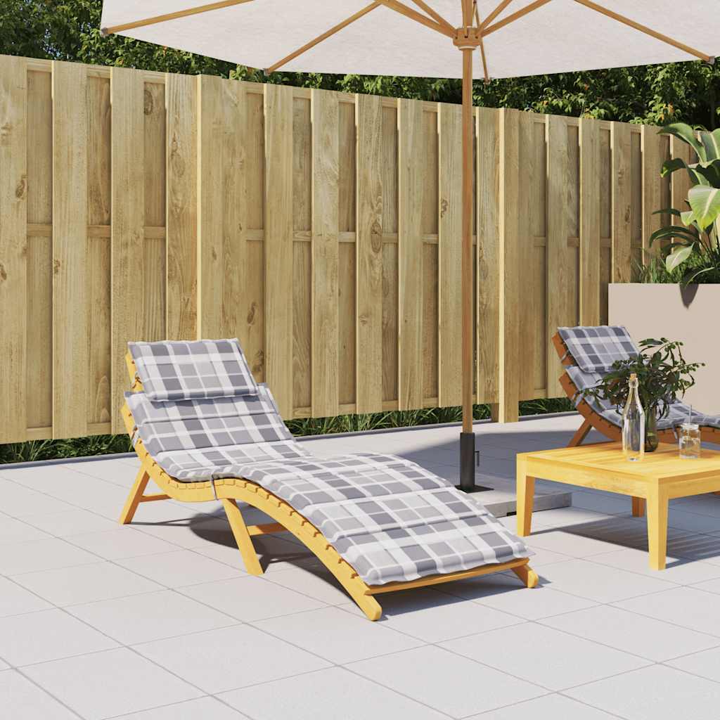 Ligbedkussen 186x58x4 cm oxford stof ruitpatroon grijs
