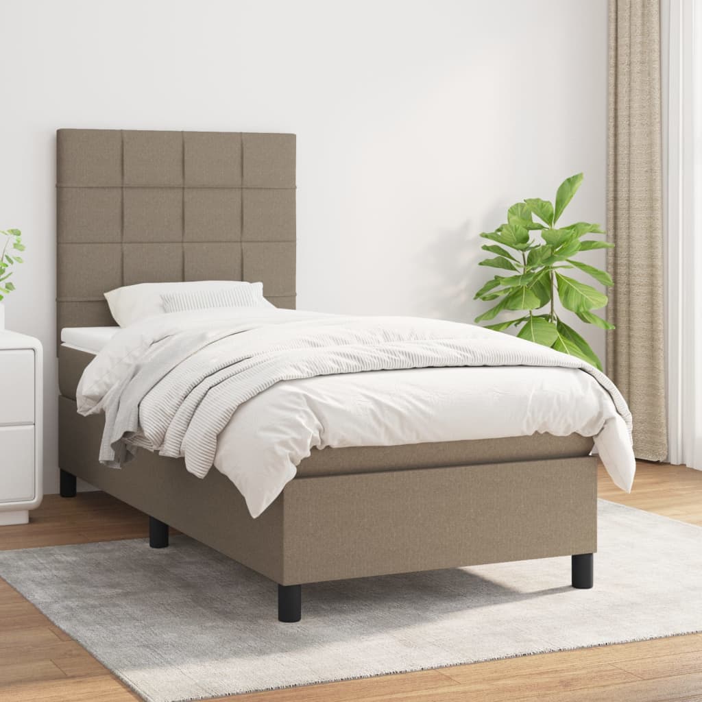 Boxspring met matras stof taupe 80x200 cm