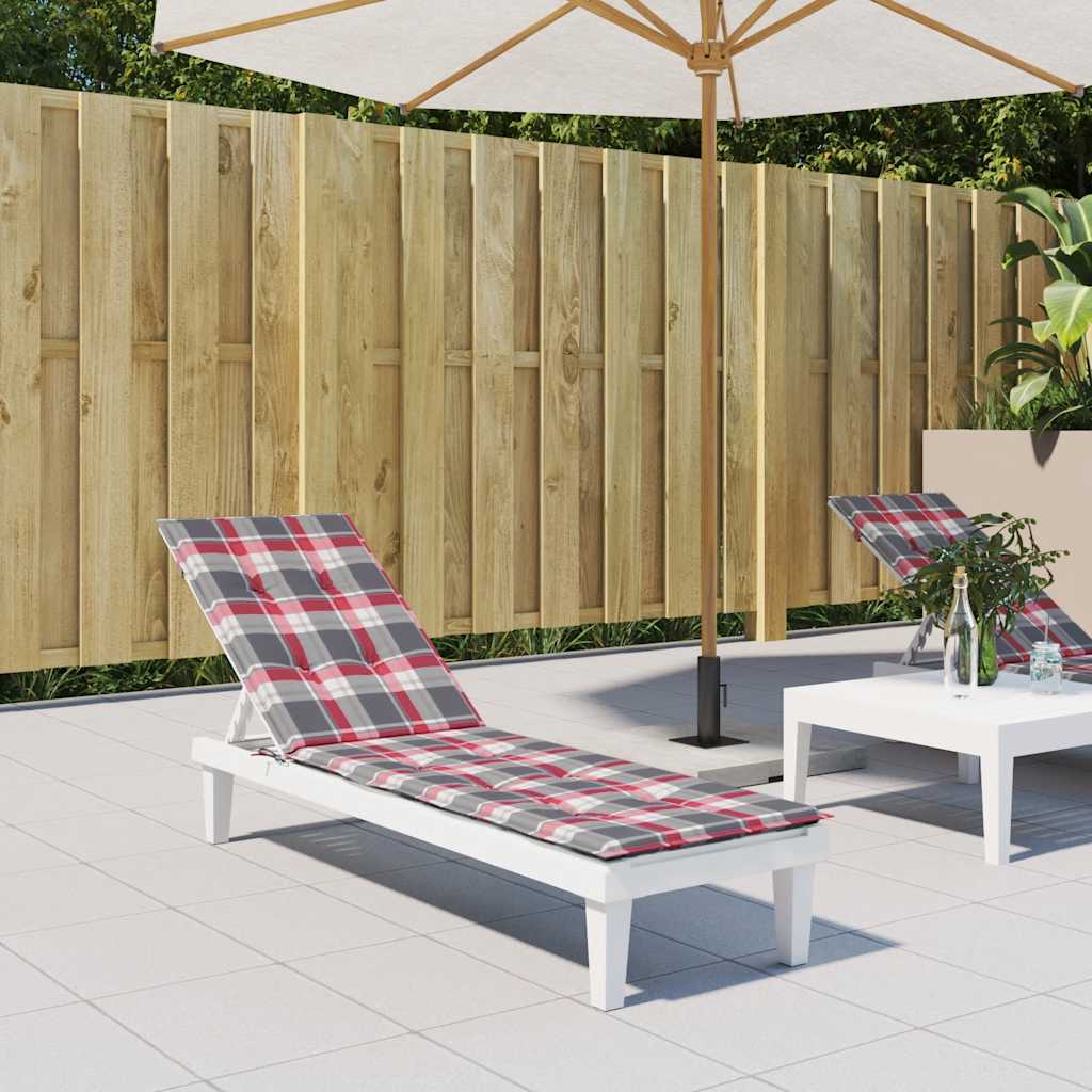 Terrasstoelkussen ruitpatroon (75+105)x50x4 cm rood
