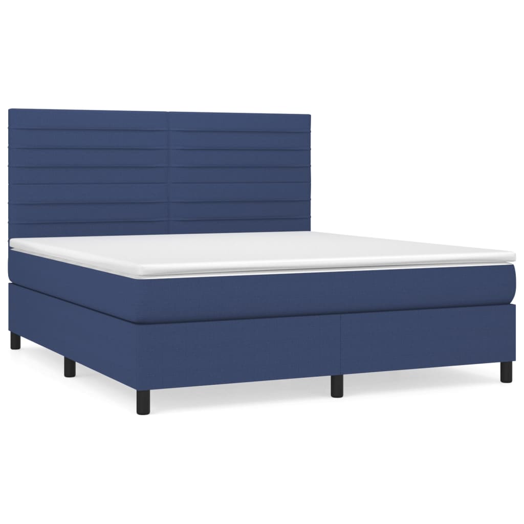 Boxspring met matras stof blauw 180x200 cm – afbeelding 2