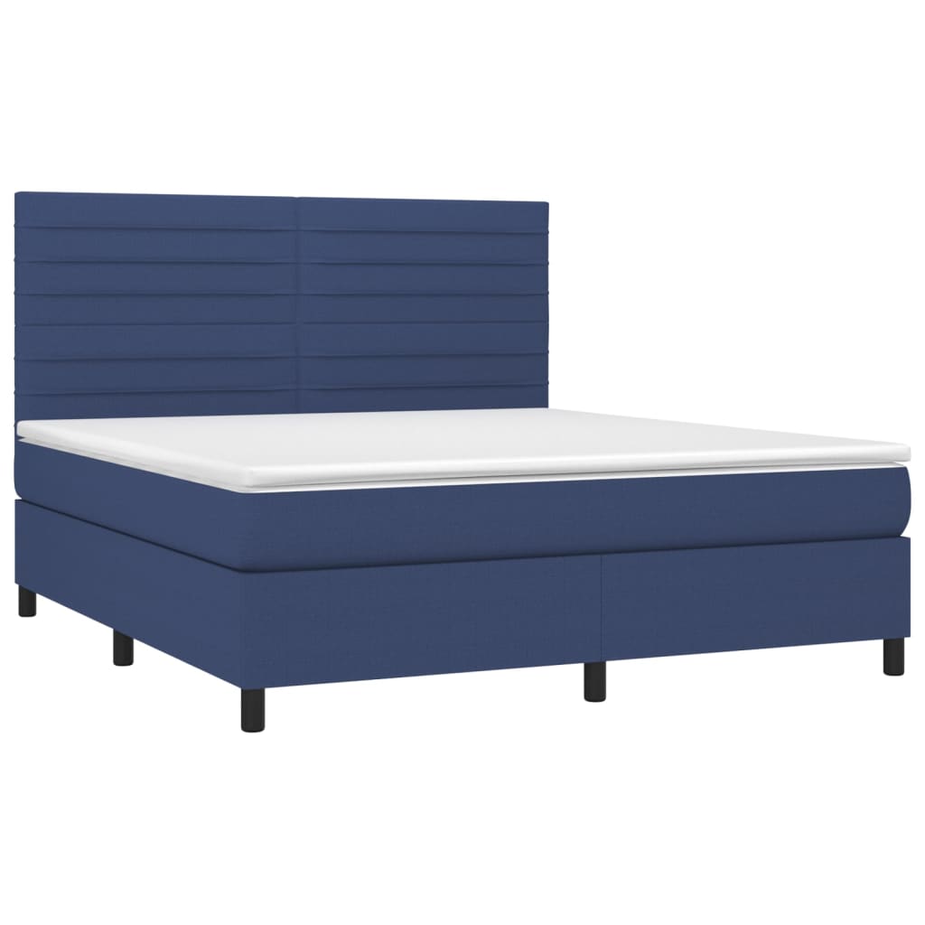 Boxspring met matras stof blauw 180x200 cm – afbeelding 3