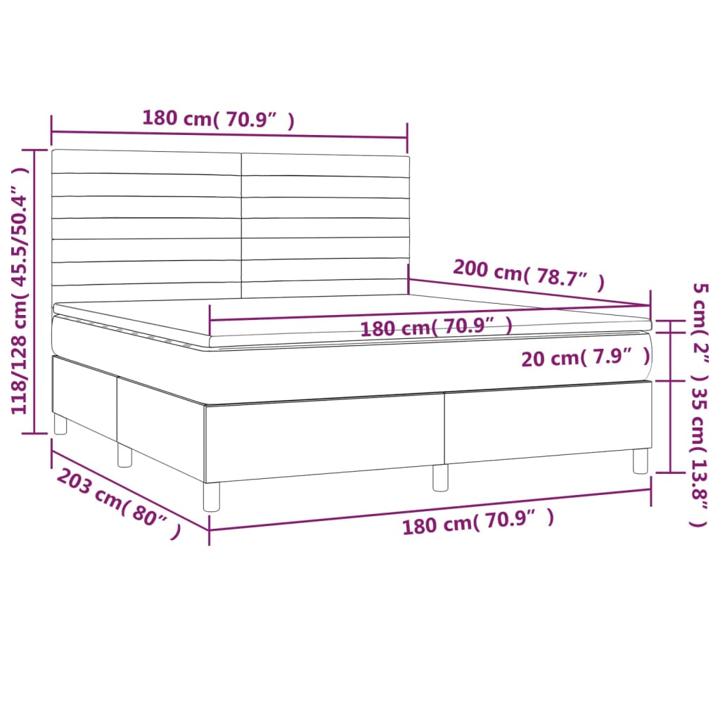 Boxspring met matras stof blauw 180x200 cm – afbeelding 6