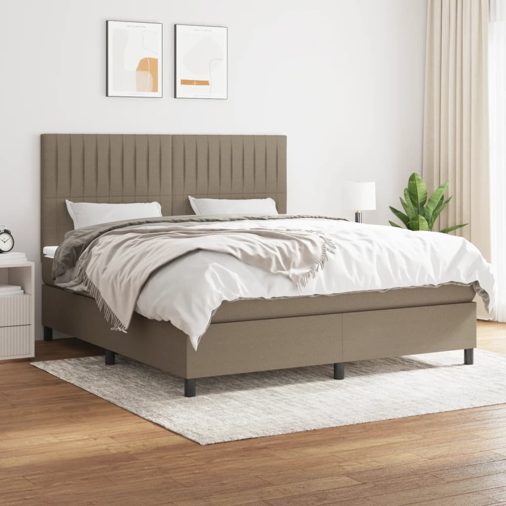 Boxspring met matras stof taupe 160x200 cm – afbeelding 1