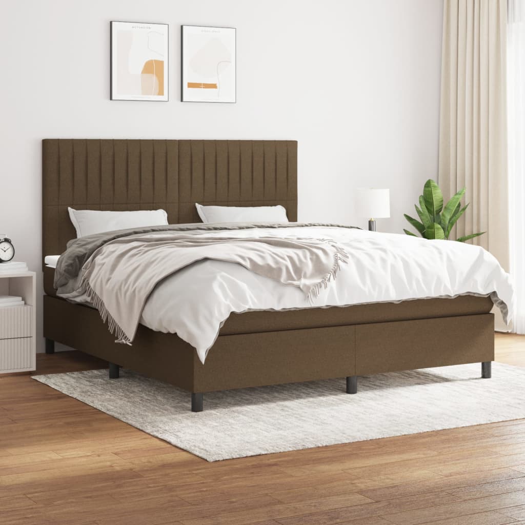Boxspring met matras stof donkerbruin 180x200 cm
