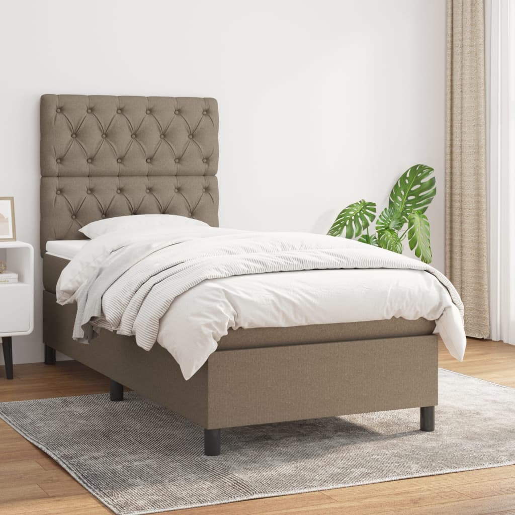 Boxspring met matras stof taupe 80x200 cm – afbeelding 1