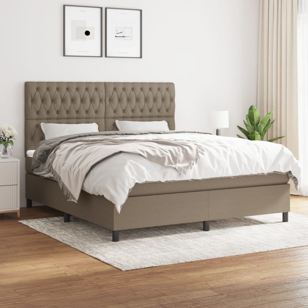 Boxspring met matras stof taupe 180x200 cm – afbeelding 1