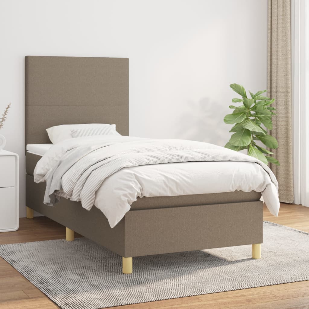 Boxspring met matras stof taupe 80x200 cm – afbeelding 1