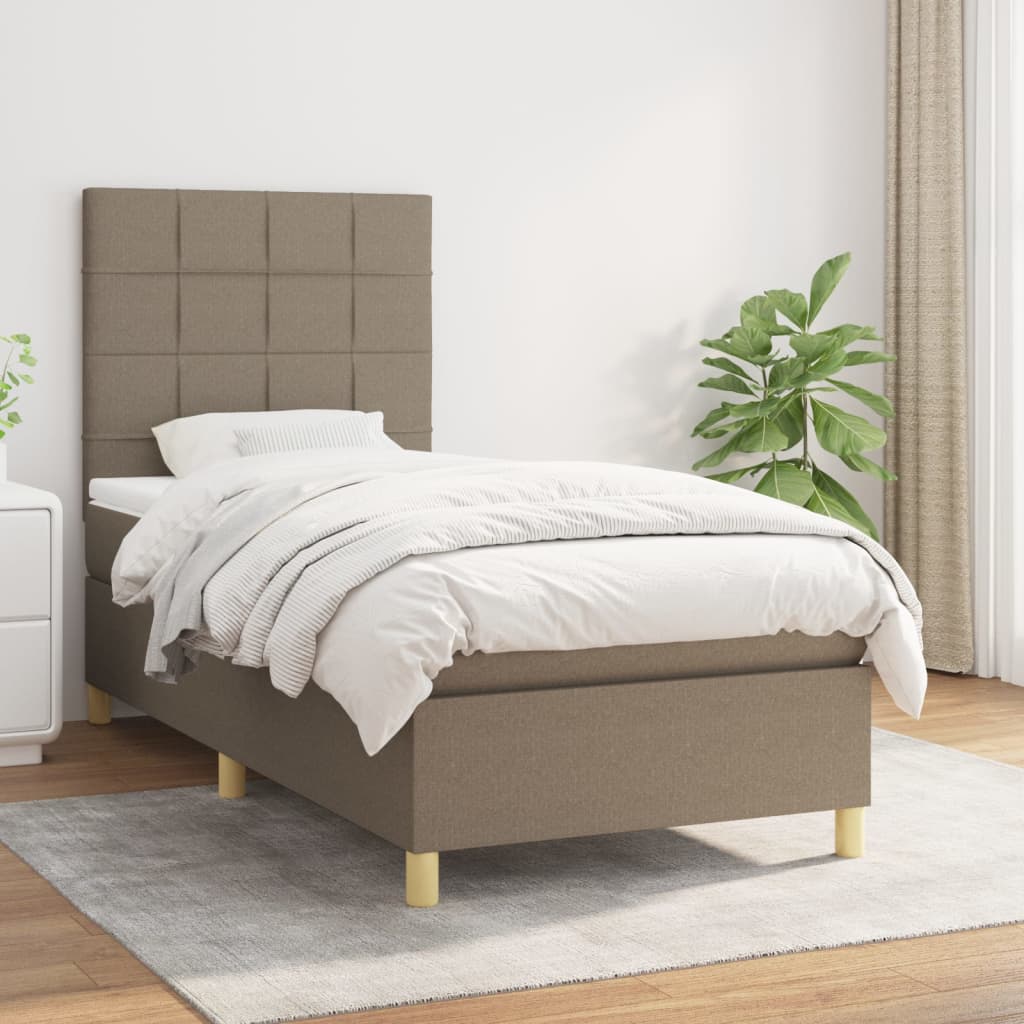 Boxspring met matras stof taupe 80x200 cm – afbeelding 1