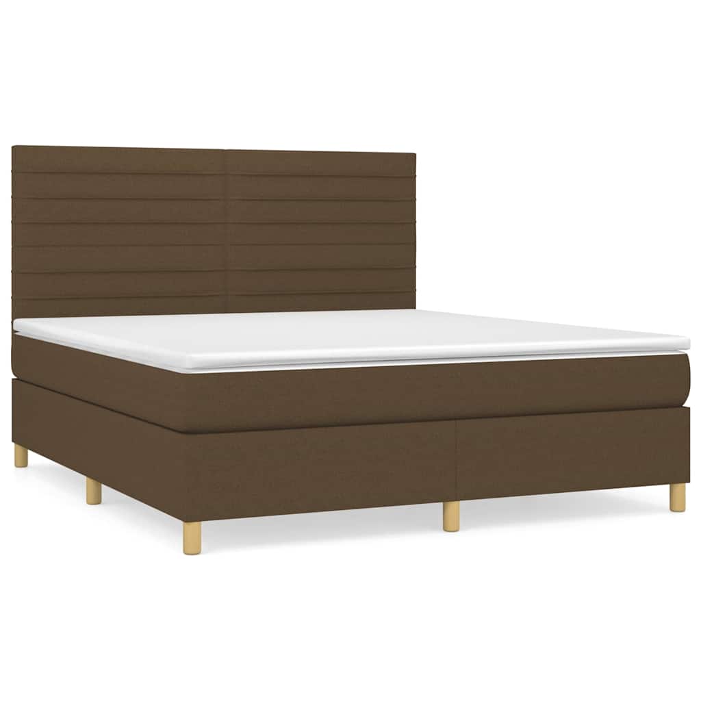 Boxspring met matras stof donkerbruin 180x200 cm – afbeelding 2