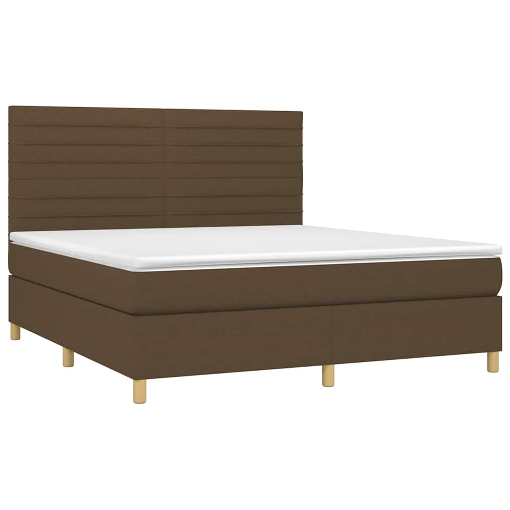 Boxspring met matras stof donkerbruin 180x200 cm – afbeelding 3