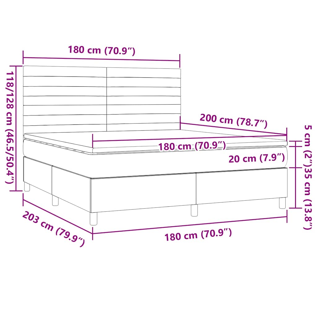 Boxspring met matras stof donkerbruin 180x200 cm – afbeelding 6