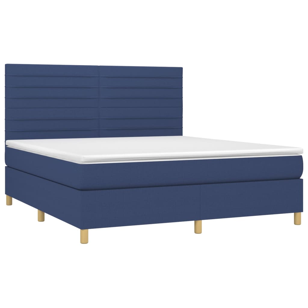 Boxspring met matras stof blauw 180x200 cm – afbeelding 3